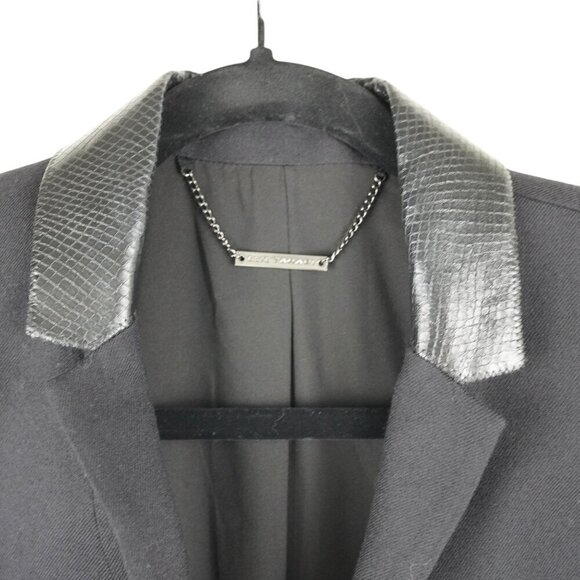 Elie Tahari Blazer Suit Jacket with Leather Trim Blazer Wool Lamb Sz 8 - Picture 4 of 7